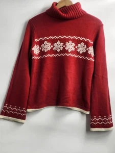 Vittage Ladies White Stag Ugly Christmas Sweater Snowflakes Beads Small - Picture 1 of 6