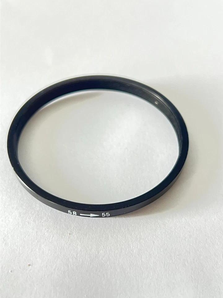 58-55mm Metal Step down Ring Lens Adapter 58 Male to 55 Female Thread - Image 1 of 1