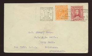 AUSTRALIA 1933 KG5 HEAD 1/2d + STURT...INTERSTATE BOX SLOGAN PMK...to BRISBANE - Picture 1 of 1