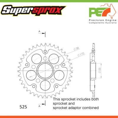 Supersprox Rear Stealth Sprocket To Suit DUCATI 848 EVO CORSE SE 848cc - Red - Imagem 1 de 4
