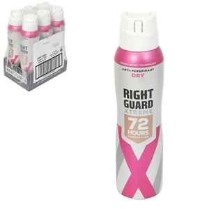 RIGHT GUARD WOMEN XTREME 72 HR DRY PINK ANTI-PERSPIRANT DEODORANT 150ML 6 PACK - Picture 1 of 1