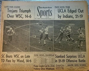 USC Trojans & UCLA Bruins Football 11/26/1958 Los Angeles Times newspaper - Picture 1 of 7