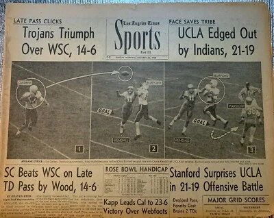 USC Trojans & UCLA Bruins Football 11/26/1958 Los Angeles Times newspaper  - Image 1 of 4