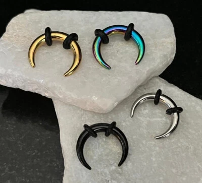 1pc PVD Plated Steel Septum Ring / Buffalo Taper Expander Plug Pincer Black Gold - Image 1 of 4