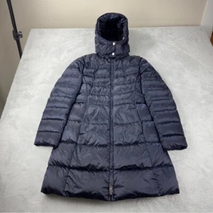 Prada Women's Long White Goose Down Puffer Jacket Size 42 EU/4 US Navy Blue - Picture 1 of 16