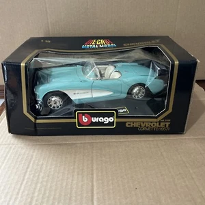 Rare Bburago 1957 Chevrolet Corvette Roadster White/Teal 1/18 NEW #3024 - Picture 1 of 9