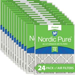 10x20x1 (9_1/2x19_1/2) Pleated MERV 13 Air Filters 24 Pack - Picture 1 of 7