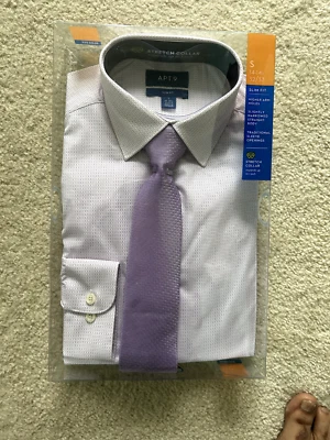 NEW IN GIFT BOX: Men's Apt. 9 Slim-Fit Dress Shirt & Tie Set, Size: S 32-33 - Image 1 of 2