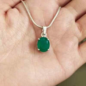 Fabuloso Verde Onix Piedra 925 Plata de Ley Hecho a Mano Colgante AC-218 - Imagen 1 de 3
