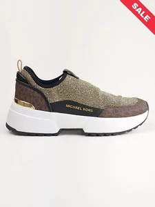 ENTRENADORES SIN CORDONES MICHAEL KORS MUSE NEGRO METÁLICO/ORO TALLA REINO UNIDO 8 PRECIO DE VENTA SUGERIDO POR EL FABRICANTE £210 - Imagen 1 de 17
