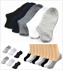 10 Pairs Men Women Low Cut No Show Invisible Socks Black White Grey Mixed 9-11 - Picture 1 of 12