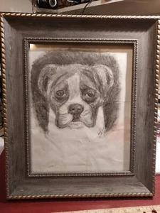 original pencil signed drawing of a boxer dog named Max 2003 estate find - Picture 1 of 10
