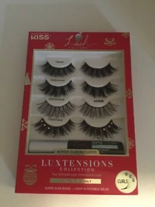 NIB Kiss Luxtensions Collection Eyelashes Super Slim Band Light 4 Pair w/Glue - Picture 1 of 2