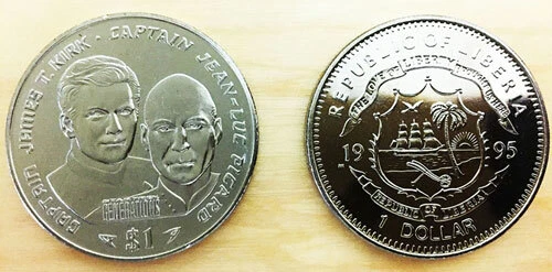Liberia - Star Trek - Captain Kirk and Captain Picard  - Commemorative Coin - Image 1 of 1