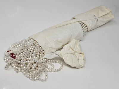 12 Strands 6mm Round White Acrylic Faux Pearls Plastic Beads 60" Vintage Korea - Image 1 of 3