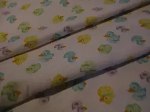 Multicolor Rubber Ducks Super Snuggle Flannel Fabric BTY White Background - Picture 1 of 5