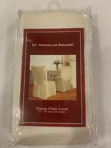 St. Nicolas Square Dining Chair Cover Cream Colored 42" Fits Most Armless Chairs - Picture 1 of 2