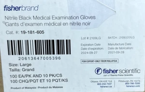 1000 FisherBrand Large Nitrile Powder Free Medical Examination Gloves - Picture 1 of 5