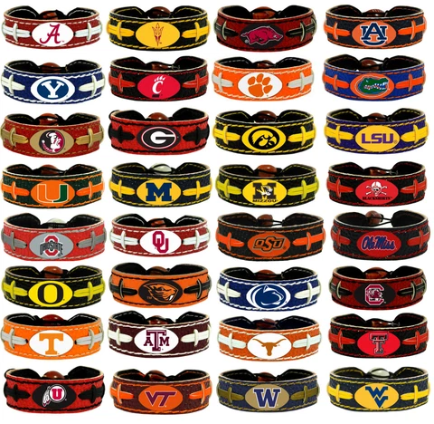 leather football bracelet NCAA PICK YOUR TEAM gamewear team color Cover