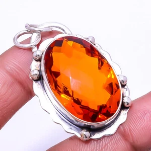 Citrine Designer Handmade 925 Sterling Silver Pendant 1.76" P_9254_171_19 - Picture 1 of 2