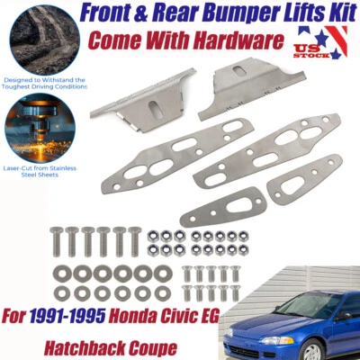 Front & Rear Bumper Lifts Kit For 1991-95 Honda Civic EG Hatchback With Hardware Foto 1 de 4