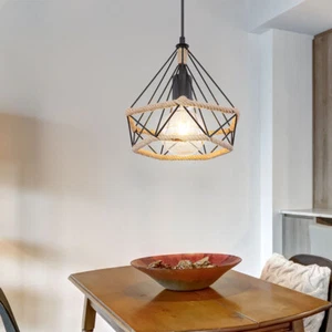 Pendel Leuchte Hanfseil Küchen Hänge Decken Lampe Käfig schwarz Landhaus Stil - Bild 1 von 6