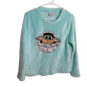 Disney 100 Star Wars Grogu flauschiger Pullover Mädchen Medium (8-10) türkis Nachtwäsche Oberteil - Bild 1 von 8