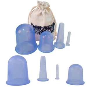 8 Thick Food Grade Vacuum Silicone Cupping w Instruction Anti Cellulite Massage - Picture 1 of 5