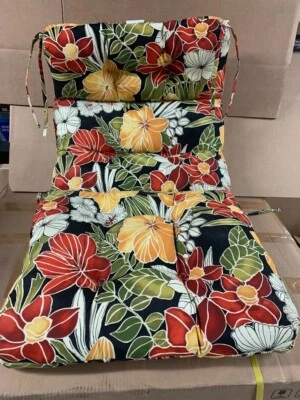 Greendale Home Fashions 20-in x 21-in Aloha Black High Back Patio Chair Cushion - Image 1 of 4