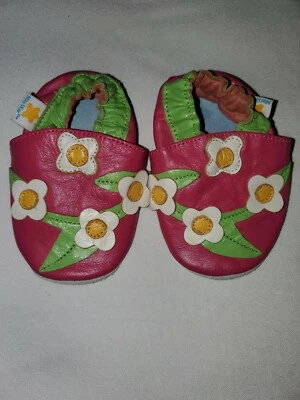 Mini Star Ministar Zapatos Cuero Fucsia Floral Mocasín Pequeño 0-6 Meses Foto 1 de 4