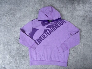 Under Armour Hooded Sweater Boys YXL Purple Logo Long Sleeve Casual Pullover Top - Picture 1 of 9