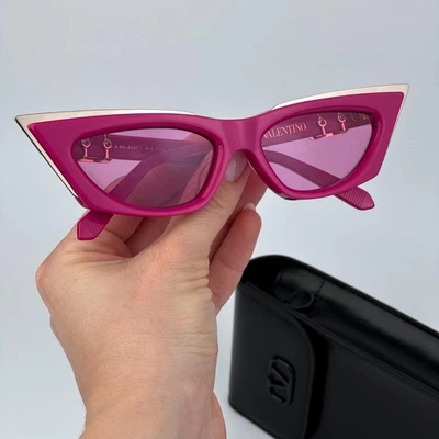 Valentino Women Sunglasses Pink White Gold Cat Eye V-GOLDCUT-I VLS-113C-55 NEW - Image 1 of 4