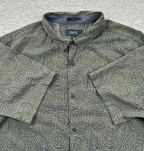 Roark Revival Shirt Mens XL Green Button Up Short Sleeve Perforated Beach Travel - Picture 1 of 7