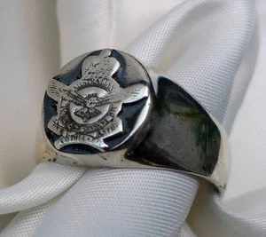 OLD RAAF ROYAL AUSTRALIAN AIR FORCE STERLING SILVER SIGNET RING 11 GMS SIZE Y - Bild 1 von 7