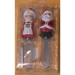 Christmas Cheese Spreaders - 5.5" Mr. & Mrs. Claus Spreader Set by Celebrate It - Picture 1 of 6