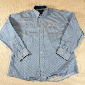 Whiskey Ranch Shirt Mens XL Blue Floral Button Up Yoke Western Workwear Bent Hat - Picture 1 of 9