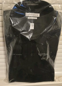 Van Heusen Men's Lux Sateen Solid Black Dress Shirt 17 34/35  Regular Fit Nwt - Picture 1 of 7