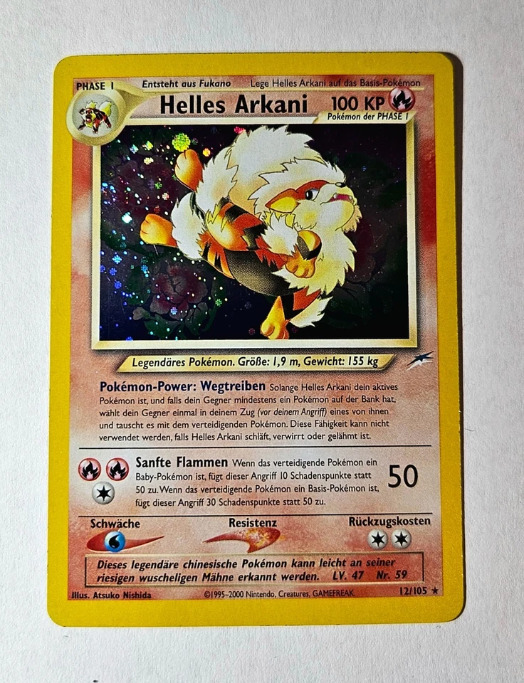 Pokémon Karte Helles Arkani 12/105 holo | Neo Destiny DE 2000 (Arcanine) Vintage - Bild 1 von 4
