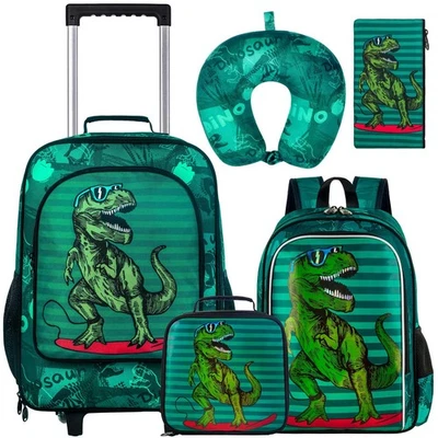 5PCS Kids Luggage Set with Wheels for Boys, Cool Dinosaur Rolling Carry-On Su... - Image 1 of 4
