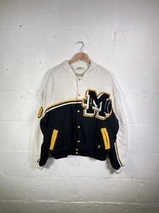 White/Black Woven Varsity Jacket - Picture 1 of 7