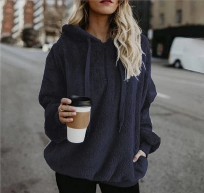 Mujeres Invierno Cálido Esponjoso Suéter Prendas para el torso Sudadera con Capucha Pullover Jersey Foto 1 de 4