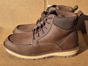 Falls Creek Boots Mens Size 9.5 Brown Bozeman Moc Toe Ankle Memory Foam Comfort - Picture 1 of 13