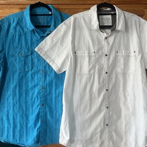 GUESS Mens Shirts Lot of 2 Short Sleeve Casual Snap Front Cotton Shirts Size XXL - Picture 1 of 16