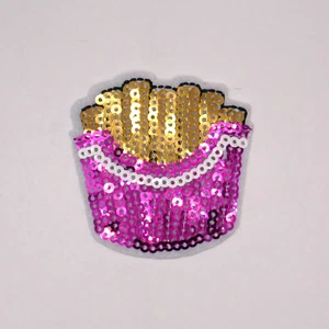 Pailletten Bügelpommes zum Aufbügeln Rosa Weiß und Gold Pailletten Neu - Bild 1 von 3