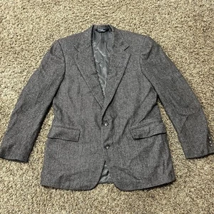 Polo Ralph Lauren Men's Size 42R Wool Tweed Blazer Grey Blue Herringbone Jacket - Picture 1 of 17