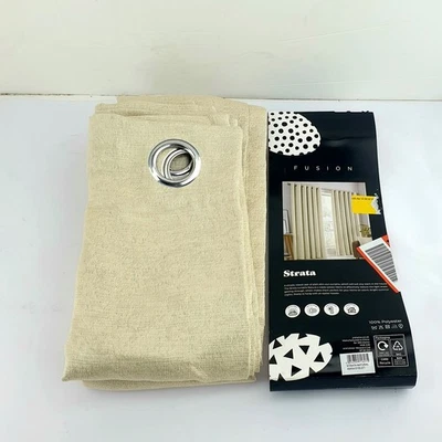eyelet curtains in the natural cream oatmeal 117x137cm lined new in bag   - Image 1 of 4
