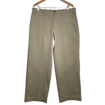 Pantalones chinos Eddie Bauer talla 36x30 forrados de franela caqui calce relajado de algodón Foto 1 de 4
