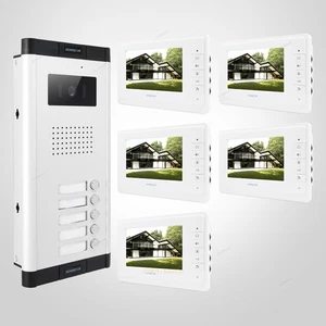 7" Verdrahtet Video Klingelanlage Intercom System Mit IR Kamera für 5 Familien - Picture 1 of 7