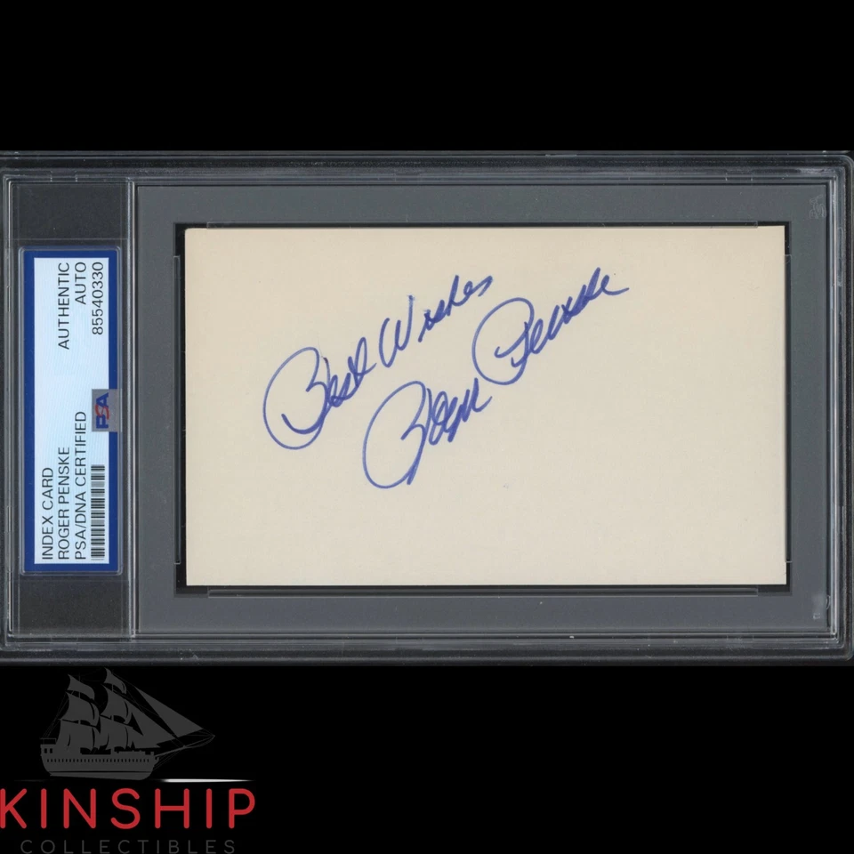 Roger Penske signed 3x5 Index Card PSA DNA Slab NASCAR Inscribed Auto C5226 - Image 1 of 1