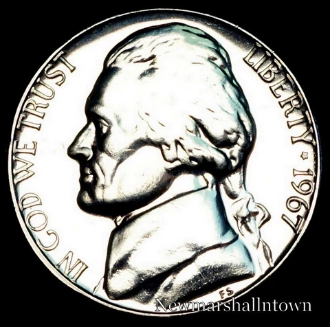 1967  SMS Jefferson Mint Nickel   ~ Raw Coin from Original U.S. SMS Set Cover